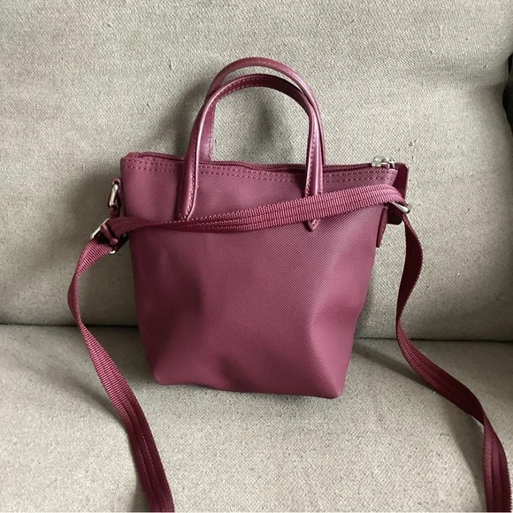 Plum Burgandy Lacoste Mini Crossbody Bag Purse For Women Girls Alligator - Picture 5 of 7